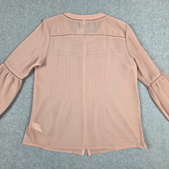 NWT Maurices Blouse Womens Size Small Sheer Long Sleeve Button Down Blush Color - Picture 9 of 16